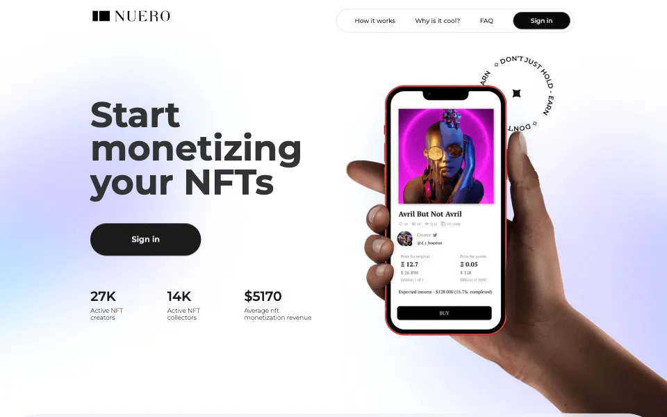nuero1: первый экран сайта