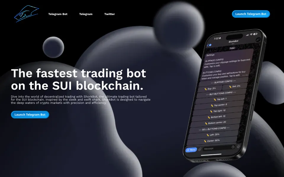 shorkbot: первый экран сайта